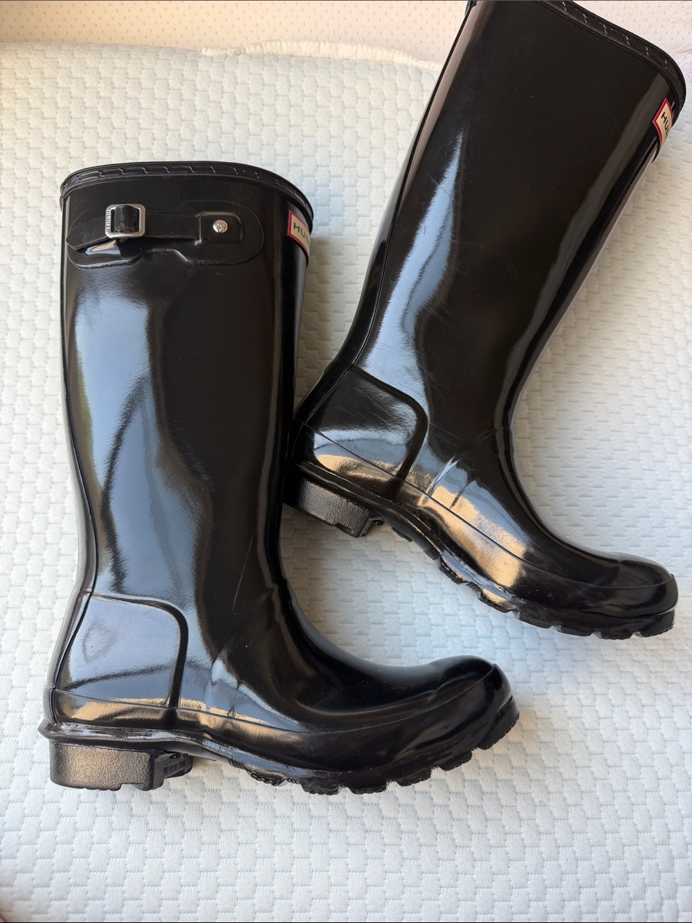 Hunter Gloss Black Knee-High Rain Boots